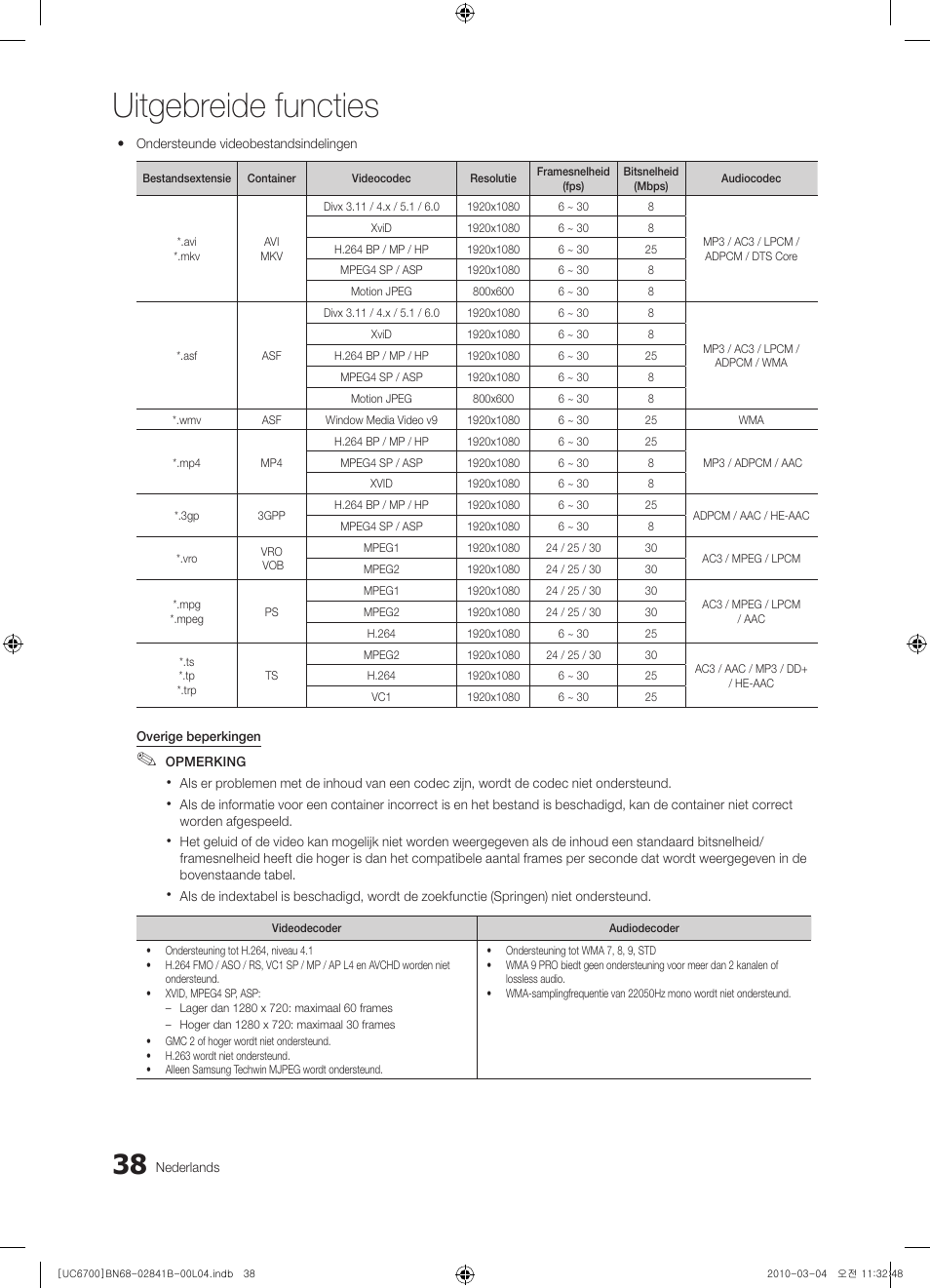 Uitgebreide functies | Samsung UE37C6730US User Manual | Page 218 / 241