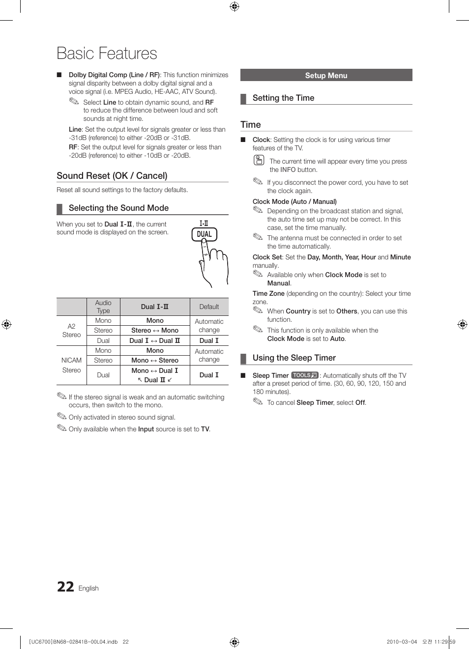 Basic features | Samsung UE37C6730US User Manual | Page 22 / 241