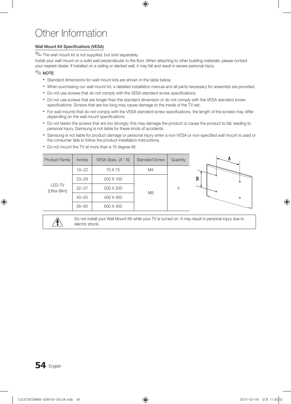Other information | Samsung UE37C6730US User Manual | Page 54 / 241