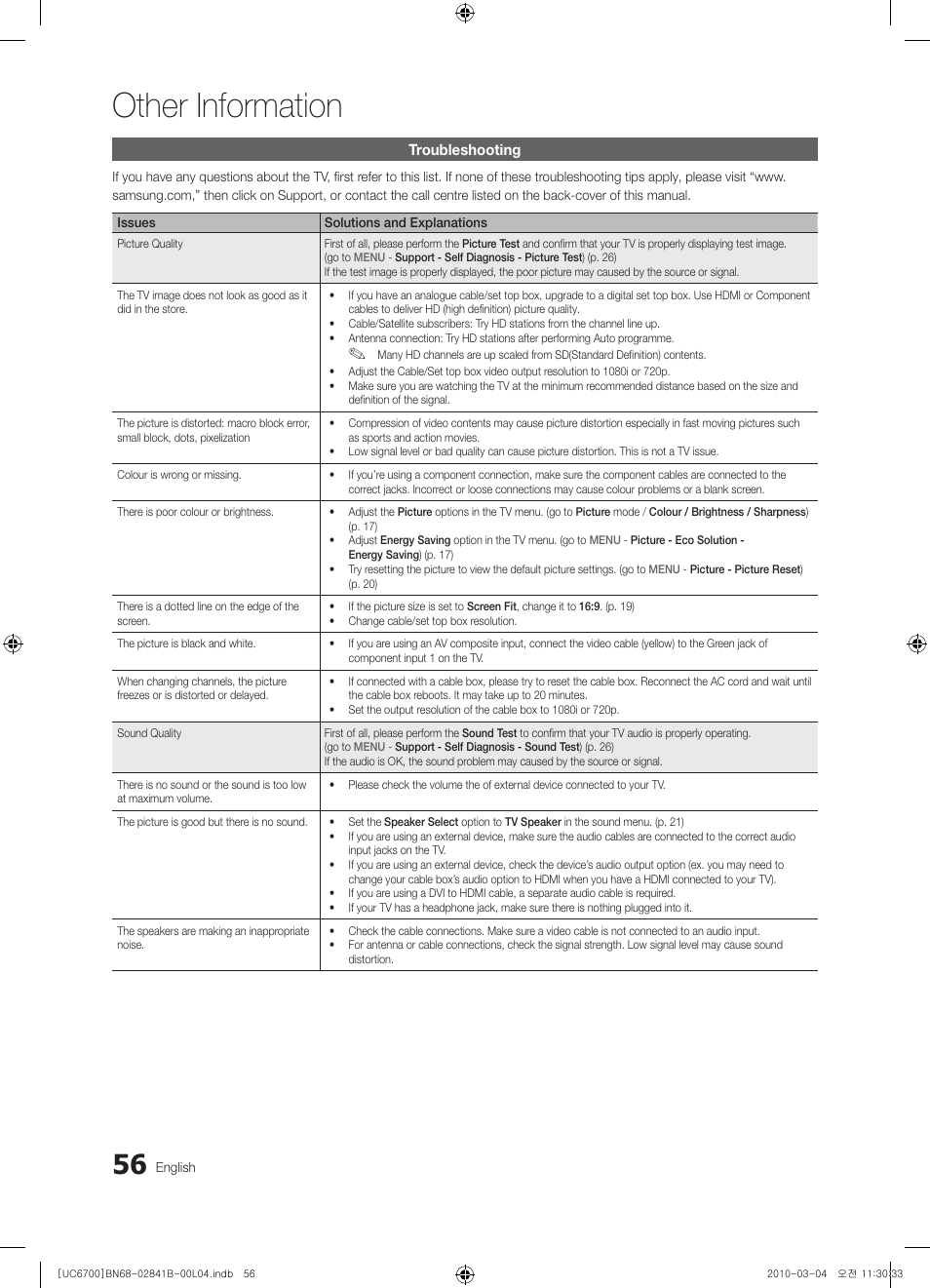 Other information | Samsung UE37C6730US User Manual | Page 56 / 241