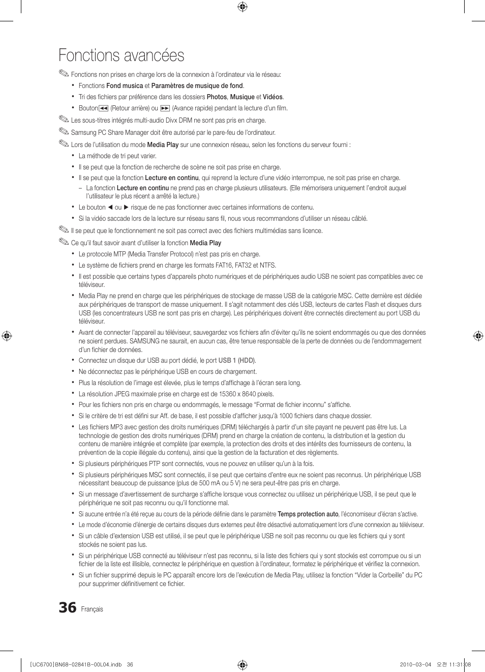 Fonctions avancées | Samsung UE37C6730US User Manual | Page 96 / 241