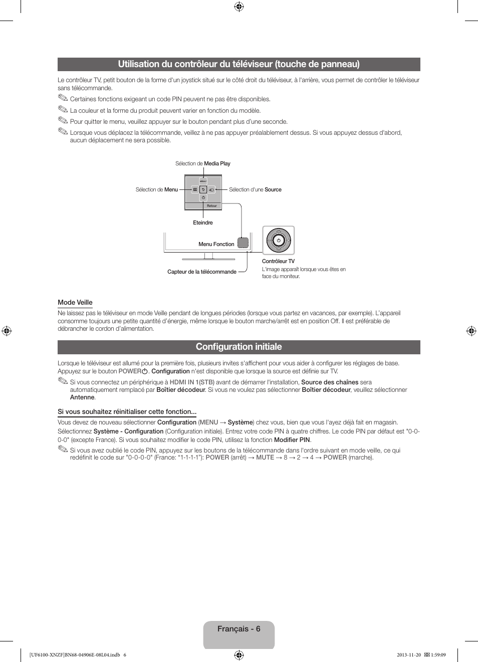 Configuration initiale | Samsung UE40F6100AW User Manual | Page 26 / 81