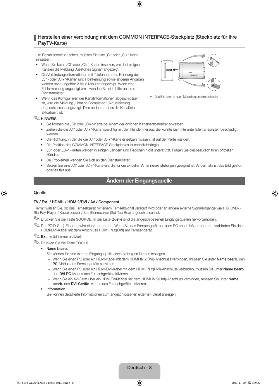 Ändern der eingangsquelle | Samsung UE40F6100AW User Manual | Page 48 / 81