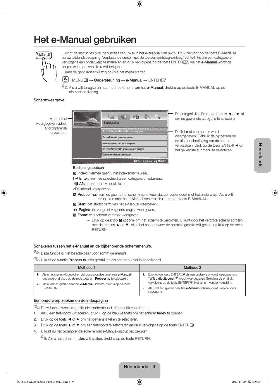 Het e-manual gebruiken | Samsung UE40F6100AW User Manual | Page 69 / 81