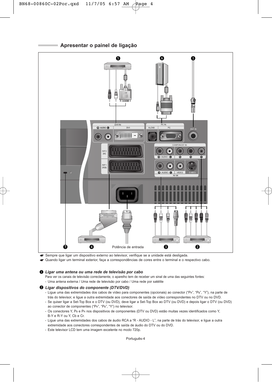 Apresentar o painel de ligação | Samsung LE32T51S User Manual | Page 106 / 147