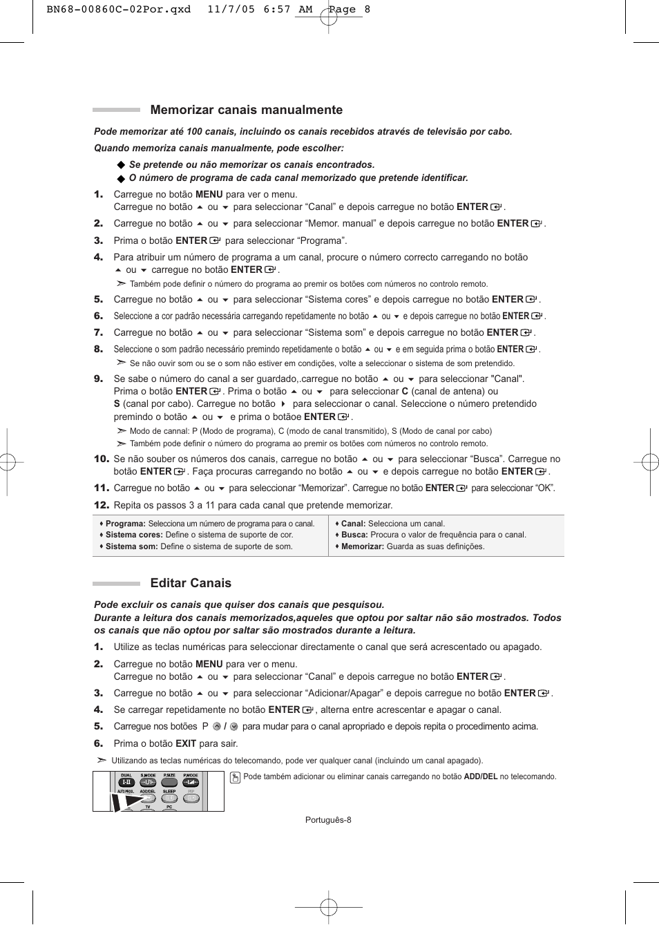 Editar canais | Samsung LE32T51S User Manual | Page 110 / 147