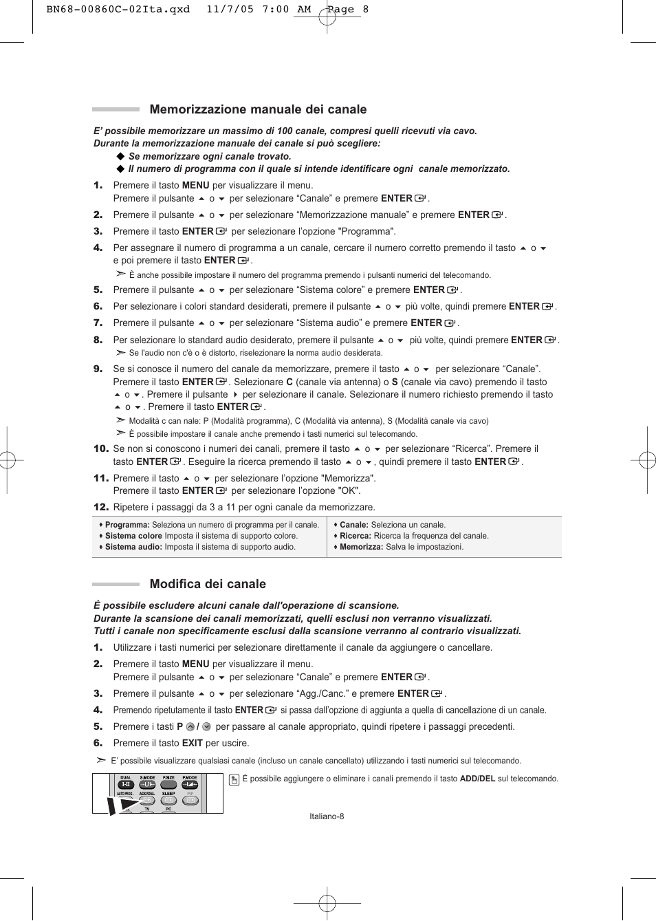 Modifica dei canale | Samsung LE32T51S User Manual | Page 130 / 147
