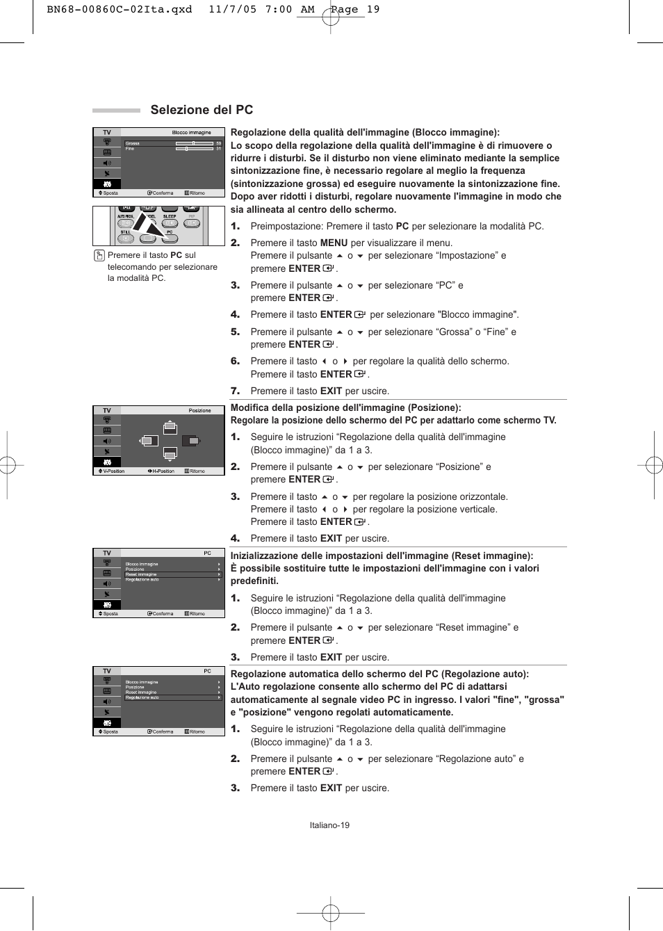 Selezione del pc | Samsung LE32T51S User Manual | Page 141 / 147