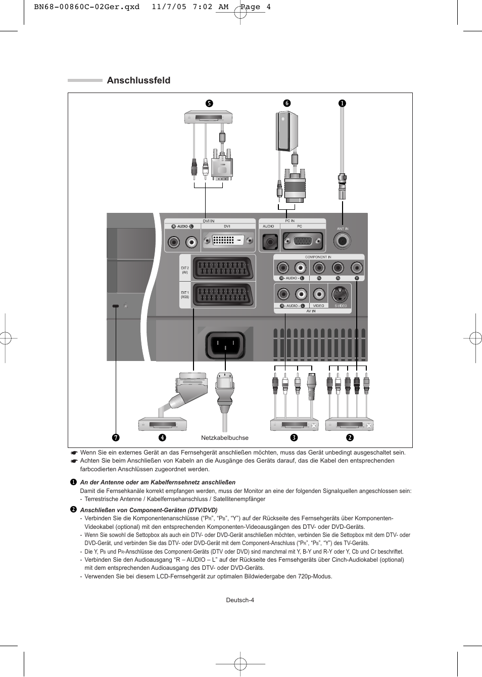 Anschlussfeld | Samsung LE32T51S User Manual | Page 46 / 147