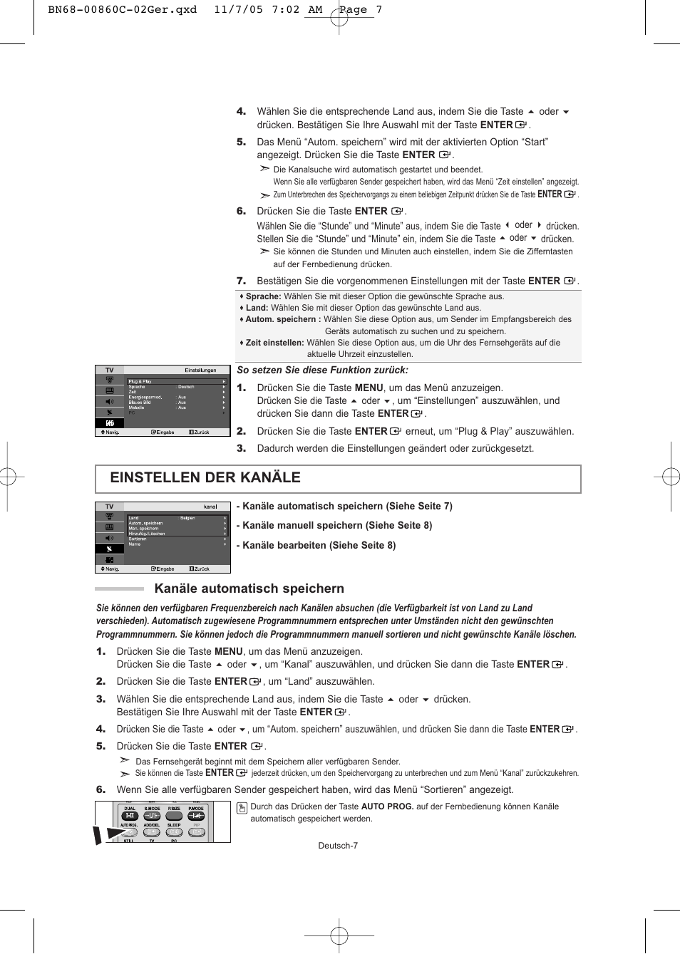 Einstellen der kanäle, Kanäle automatisch speichern | Samsung LE32T51S User Manual | Page 49 / 147