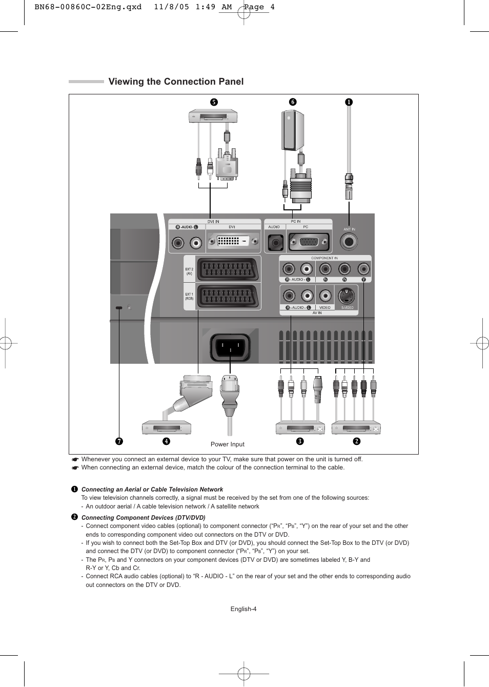 Viewing the connection panel | Samsung LE32T51S User Manual | Page 6 / 147