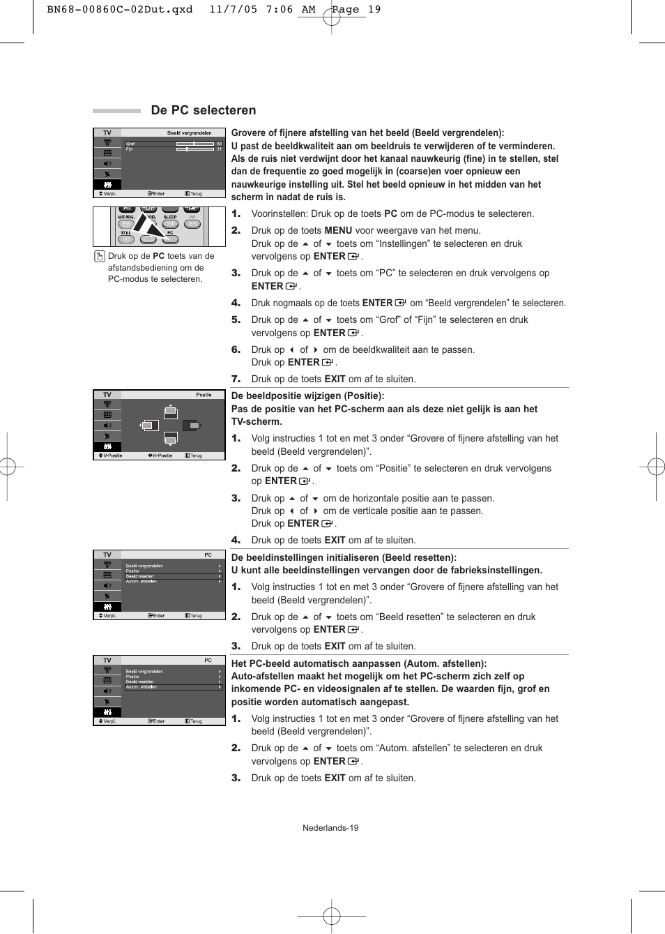 De pc selecteren | Samsung LE32T51S User Manual | Page 81 / 147