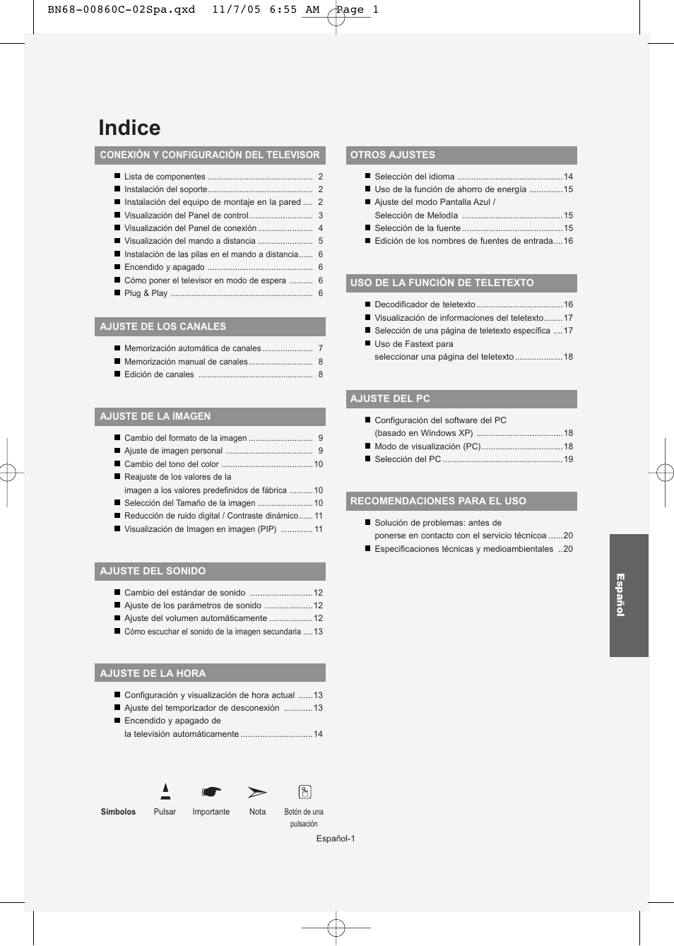 Espanol, Indice | Samsung LE32T51S User Manual | Page 83 / 147