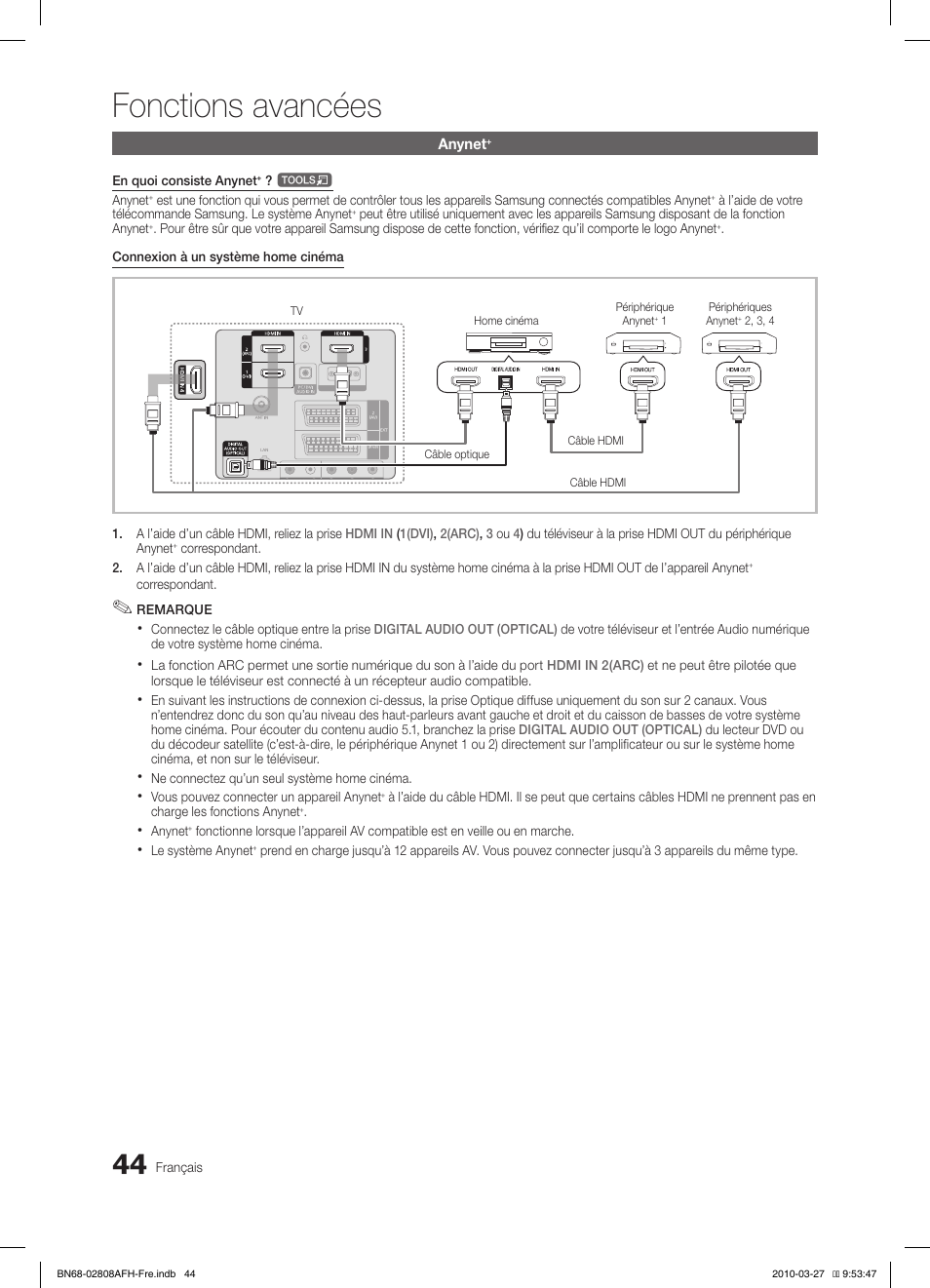 Fonctions avancées | Samsung LE40C750R2W User Manual | Page 105 / 245