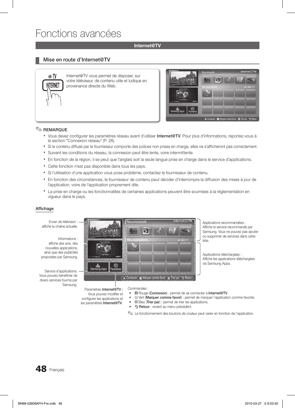 Fonctions avancées | Samsung LE40C750R2W User Manual | Page 109 / 245