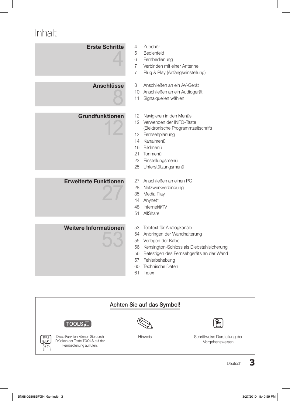 Inhalt | Samsung LE40C750R2W User Manual | Page 125 / 245