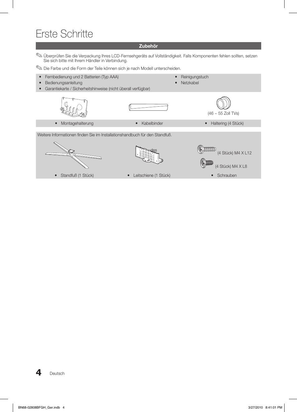 Erste schritte | Samsung LE40C750R2W User Manual | Page 126 / 245