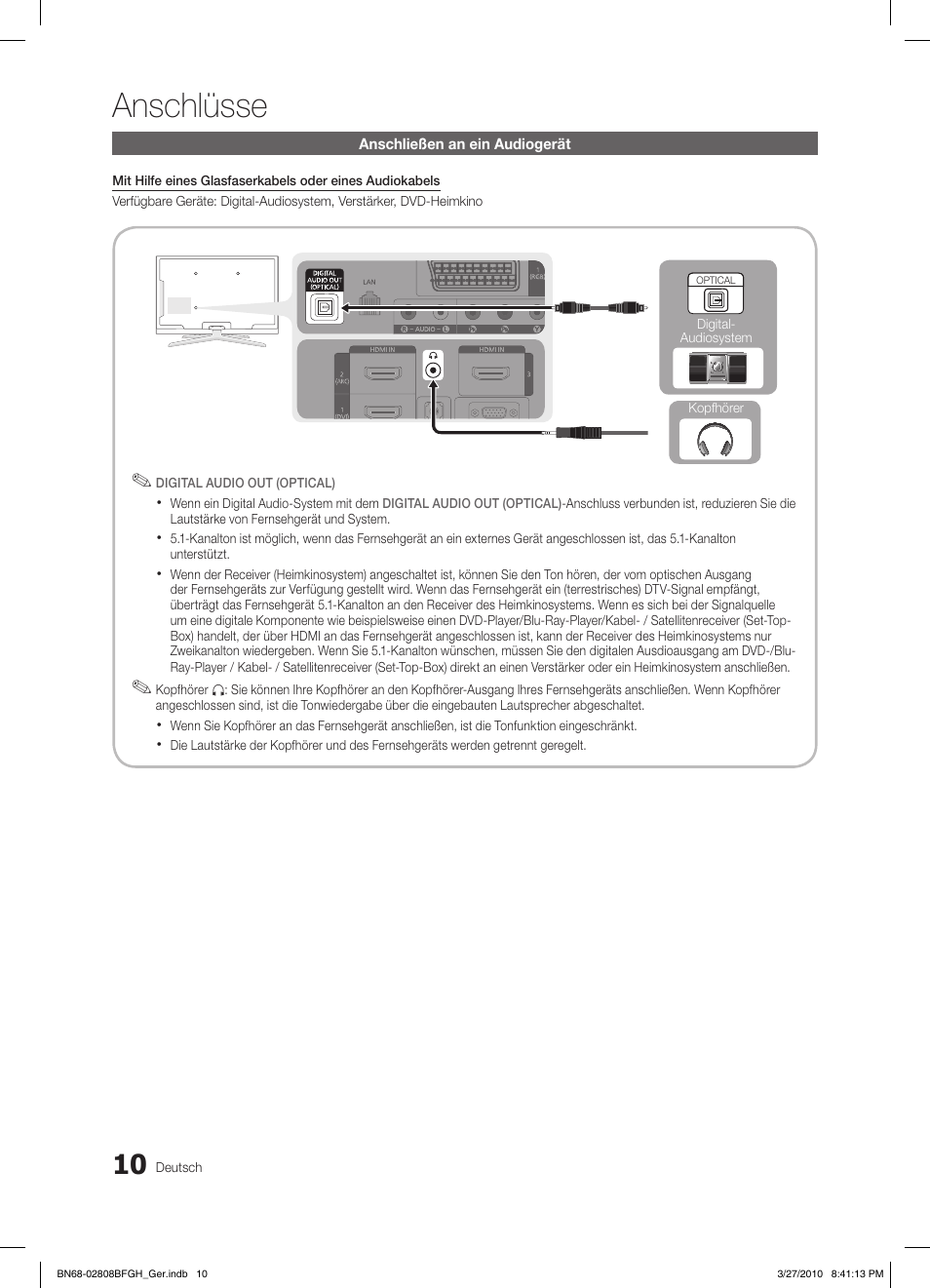 Anschlüsse | Samsung LE40C750R2W User Manual | Page 132 / 245