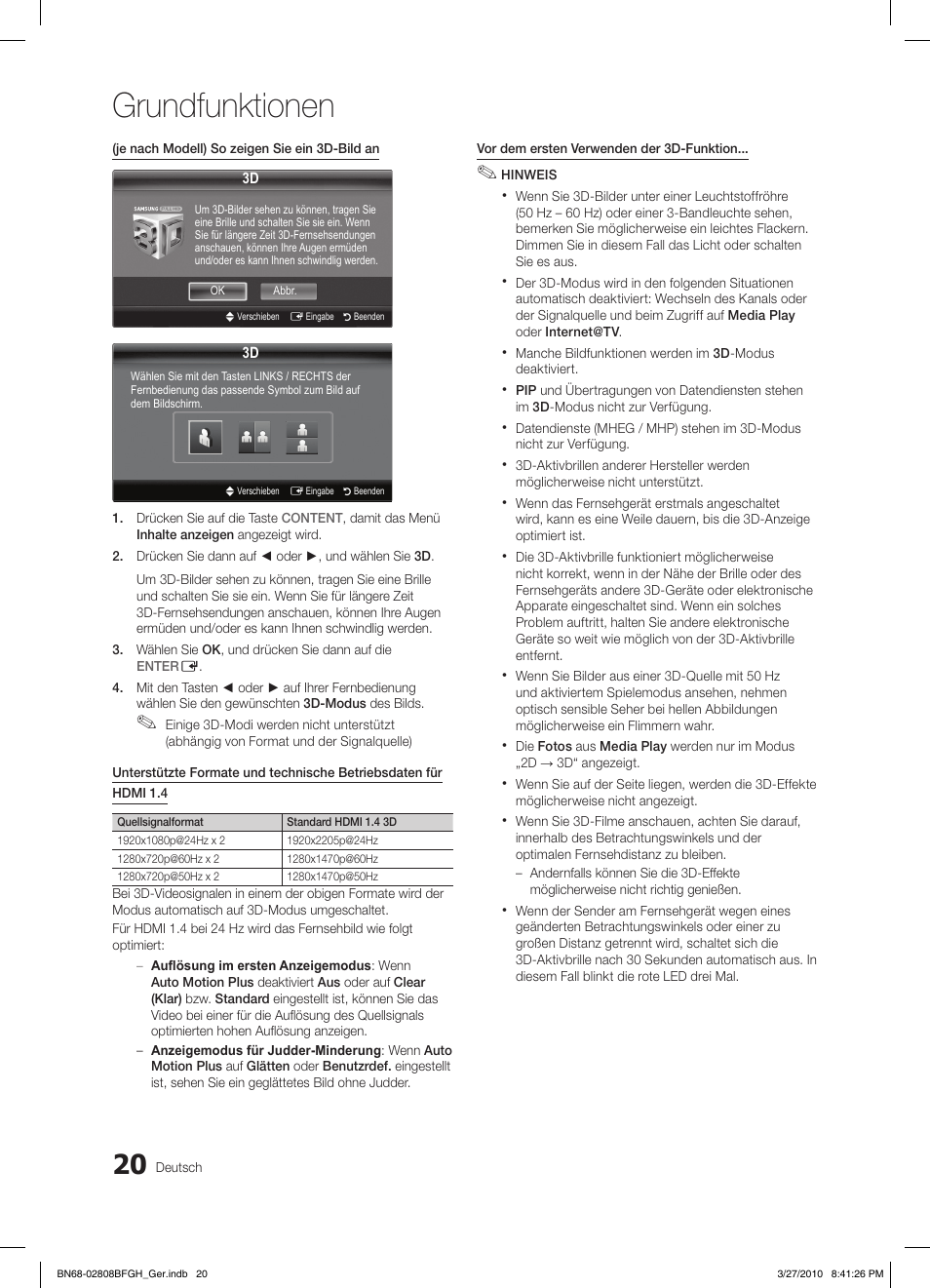 Grundfunktionen | Samsung LE40C750R2W User Manual | Page 142 / 245