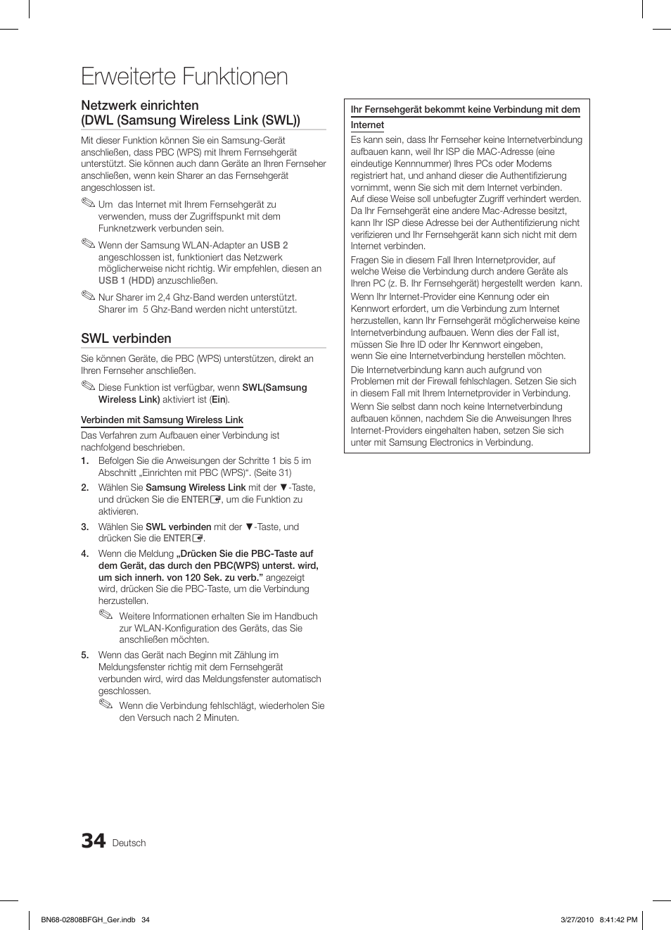 Erweiterte funktionen | Samsung LE40C750R2W User Manual | Page 156 / 245