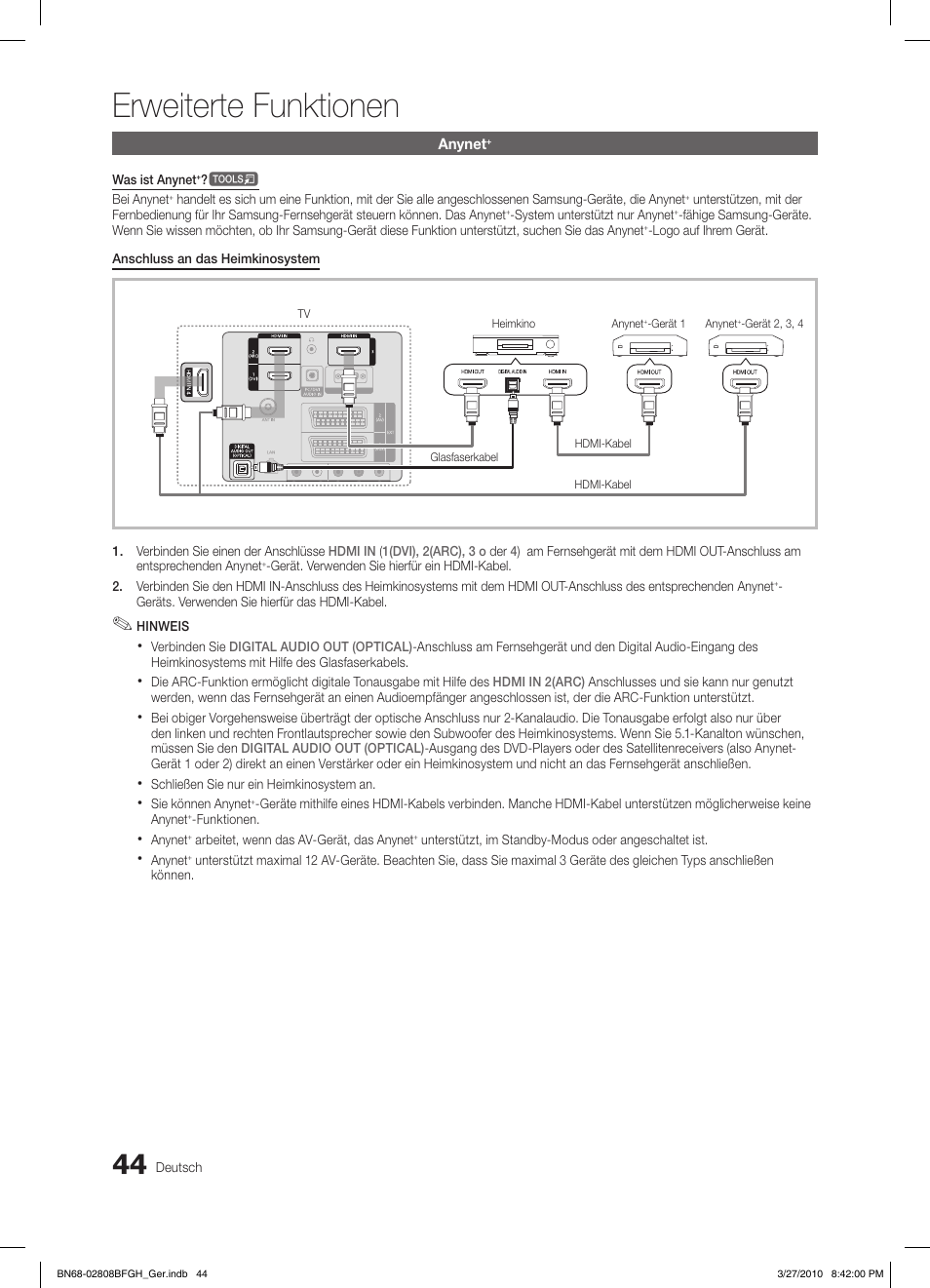 Erweiterte funktionen | Samsung LE40C750R2W User Manual | Page 166 / 245