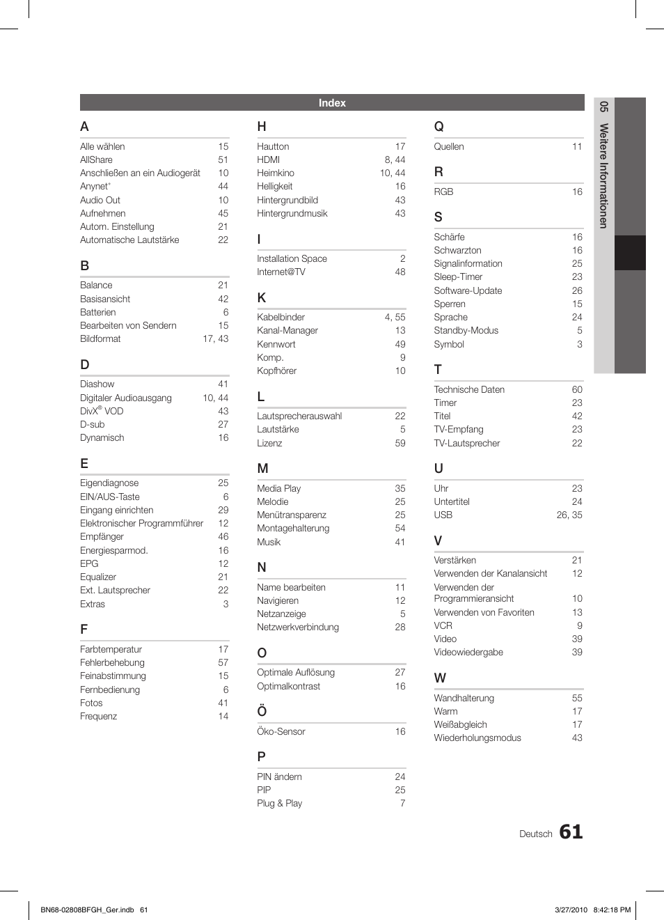 Samsung LE40C750R2W User Manual | Page 183 / 245