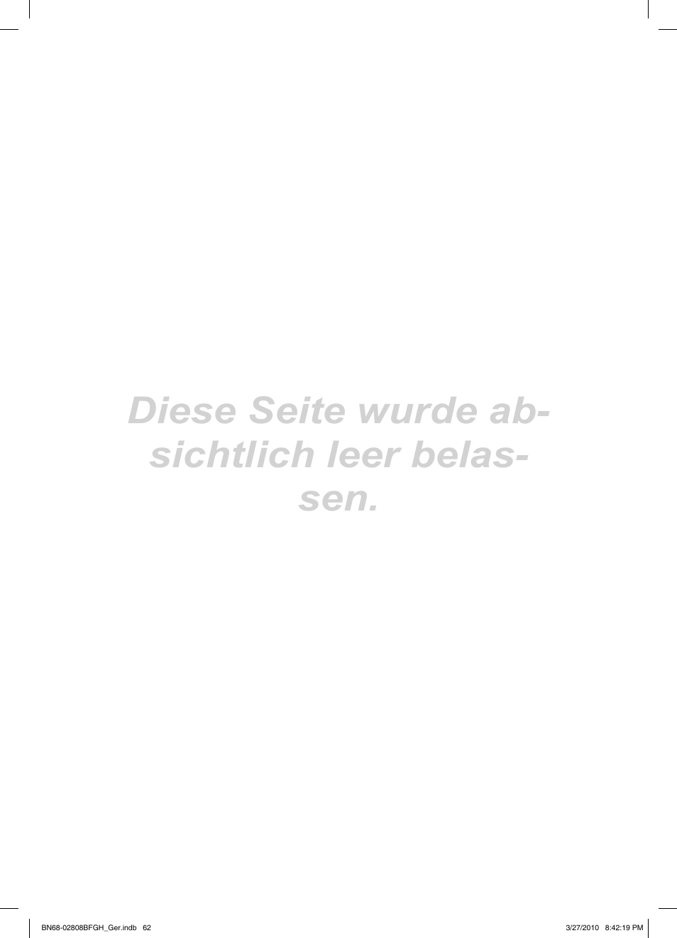 Diese seite wurde ab- sichtlich leer belas- sen | Samsung LE40C750R2W User Manual | Page 184 / 245