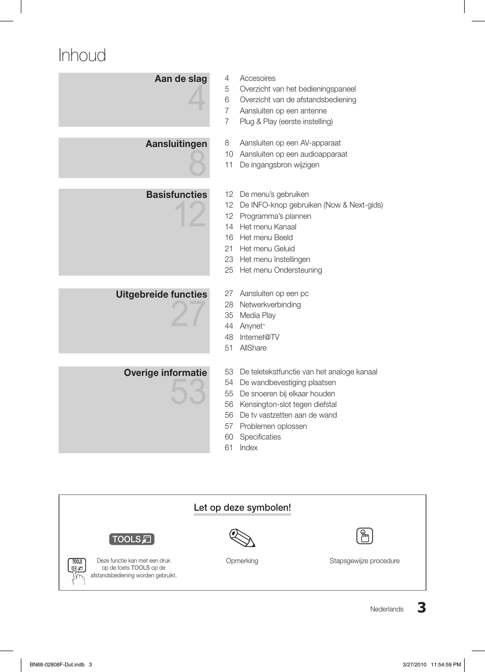 Inhoud | Samsung LE40C750R2W User Manual | Page 186 / 245