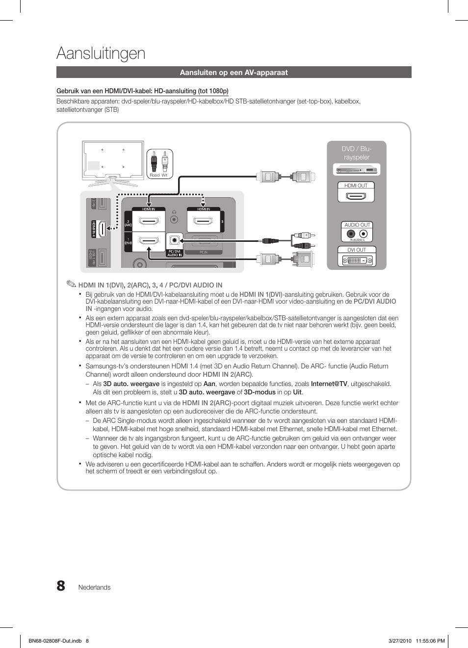 Aansluitingen | Samsung LE40C750R2W User Manual | Page 191 / 245