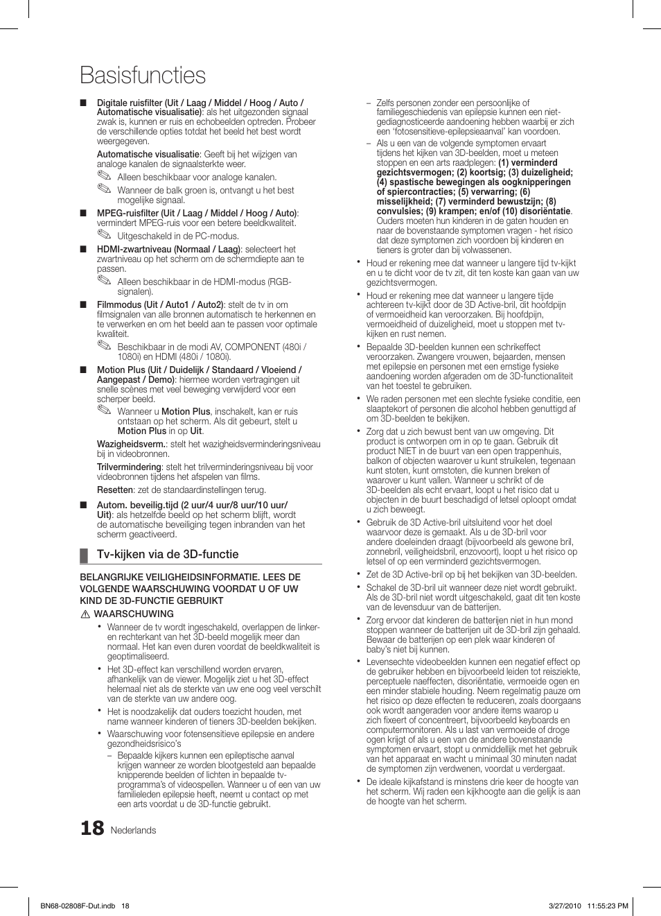 Basisfuncties | Samsung LE40C750R2W User Manual | Page 201 / 245