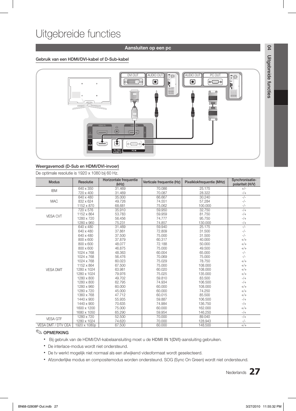 Uitgebreide functies | Samsung LE40C750R2W User Manual | Page 210 / 245