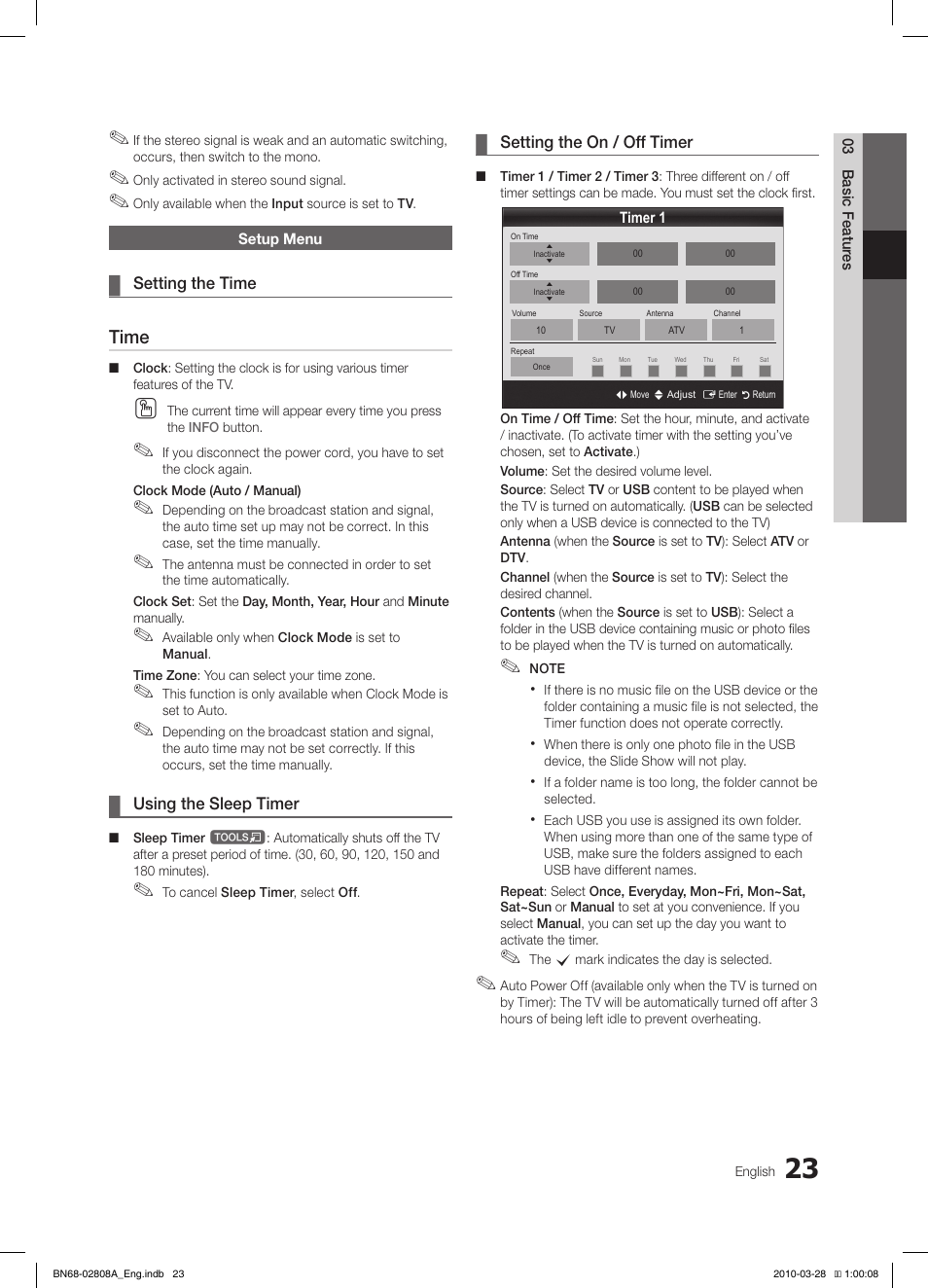 Time | Samsung LE40C750R2W User Manual | Page 23 / 245