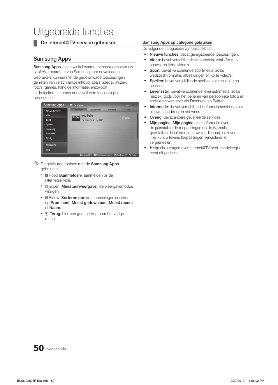 Uitgebreide functies, Samsung apps | Samsung LE40C750R2W User Manual | Page 233 / 245