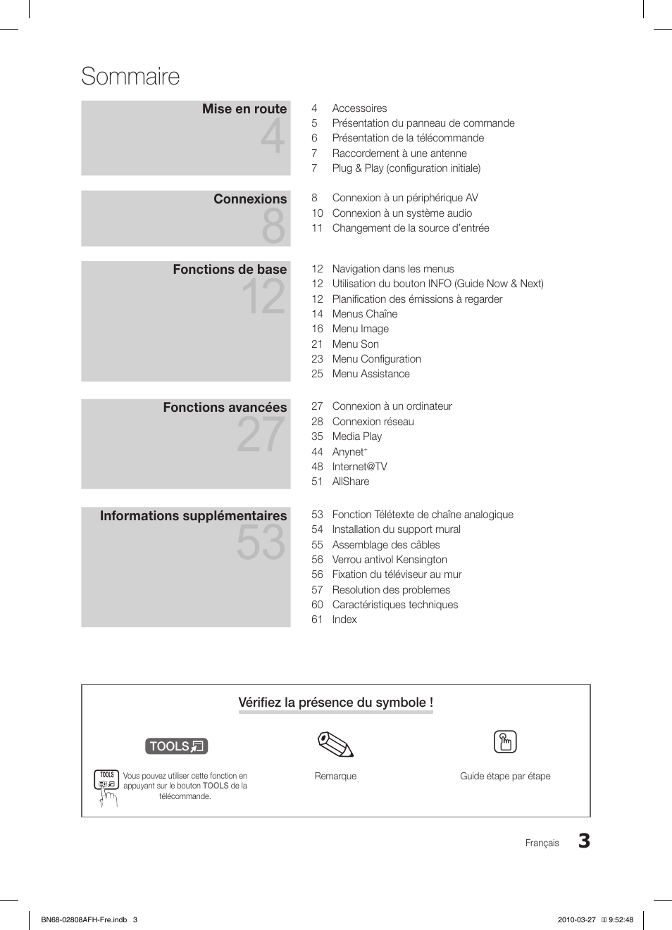 Sommaire | Samsung LE40C750R2W User Manual | Page 64 / 245