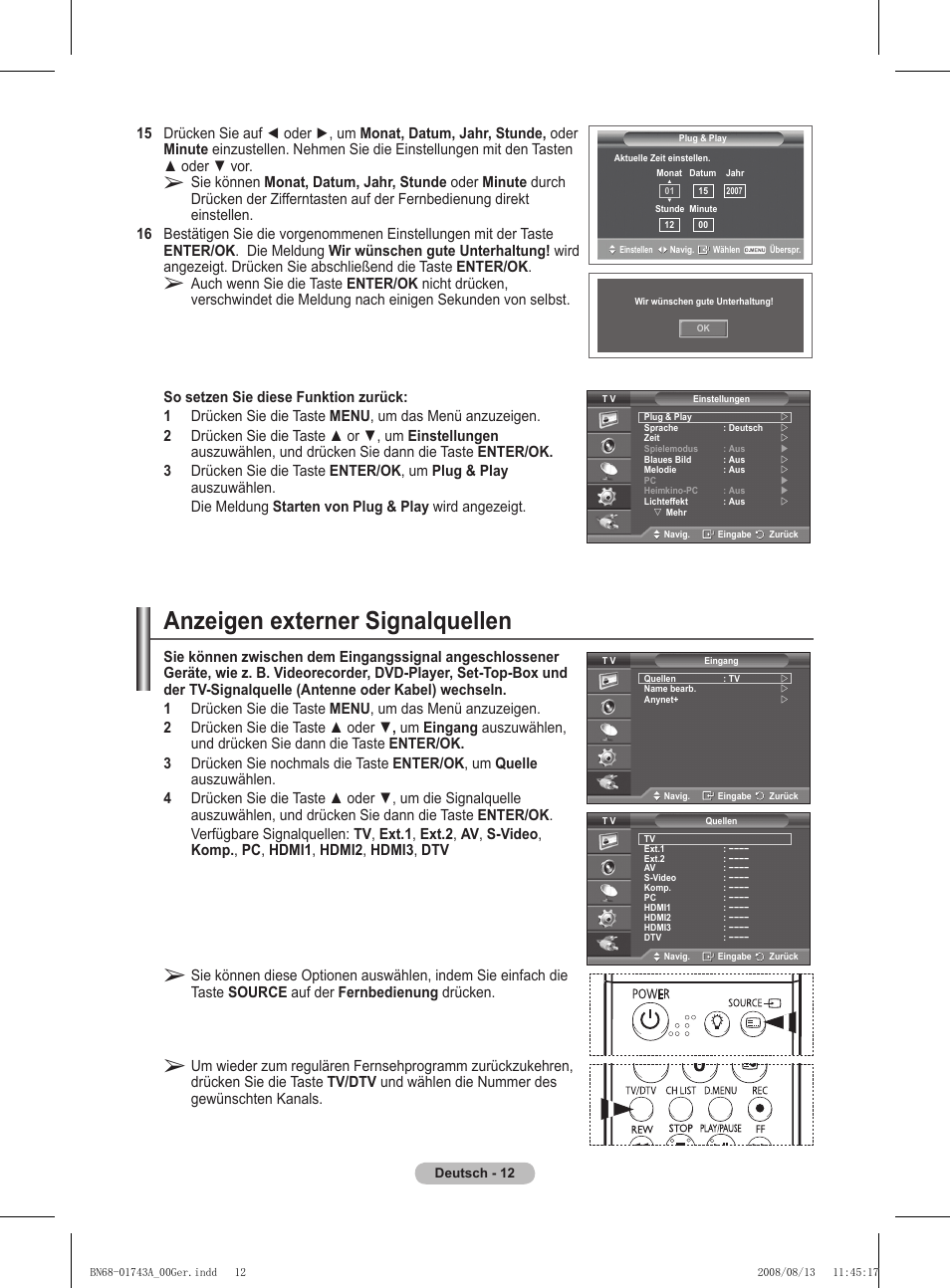Anzeigen externer signalquellen | Samsung PS50A417C2D User Manual | Page 133 / 477