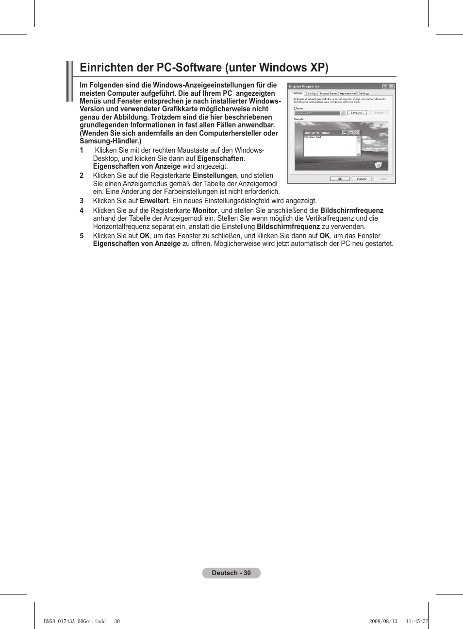 Einrichten der pc-software (unter windows xp) | Samsung PS50A417C2D User Manual | Page 151 / 477