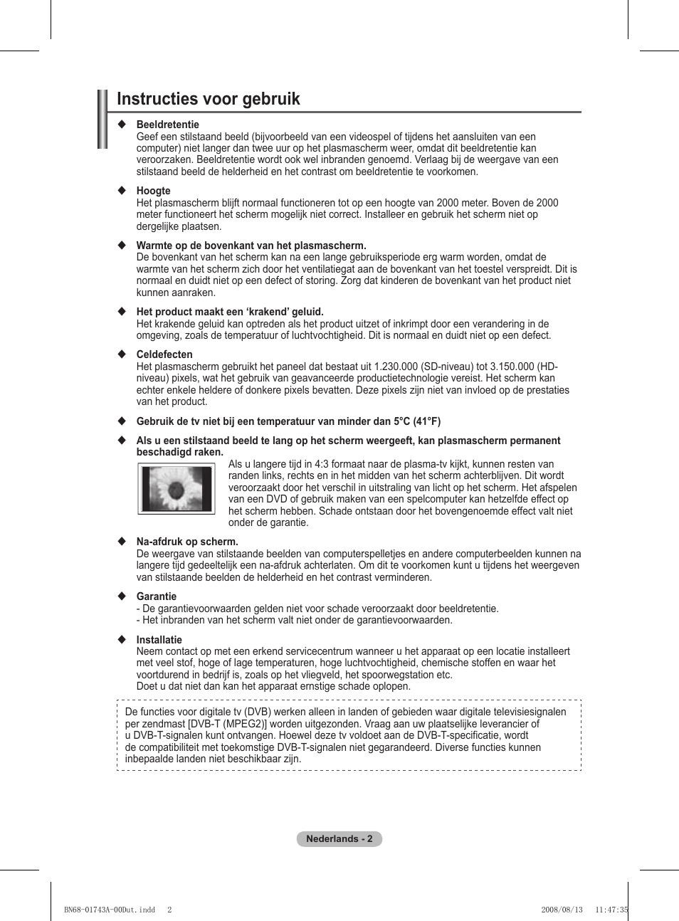 Instructies voor gebruik | Samsung PS50A417C2D User Manual | Page 182 / 477