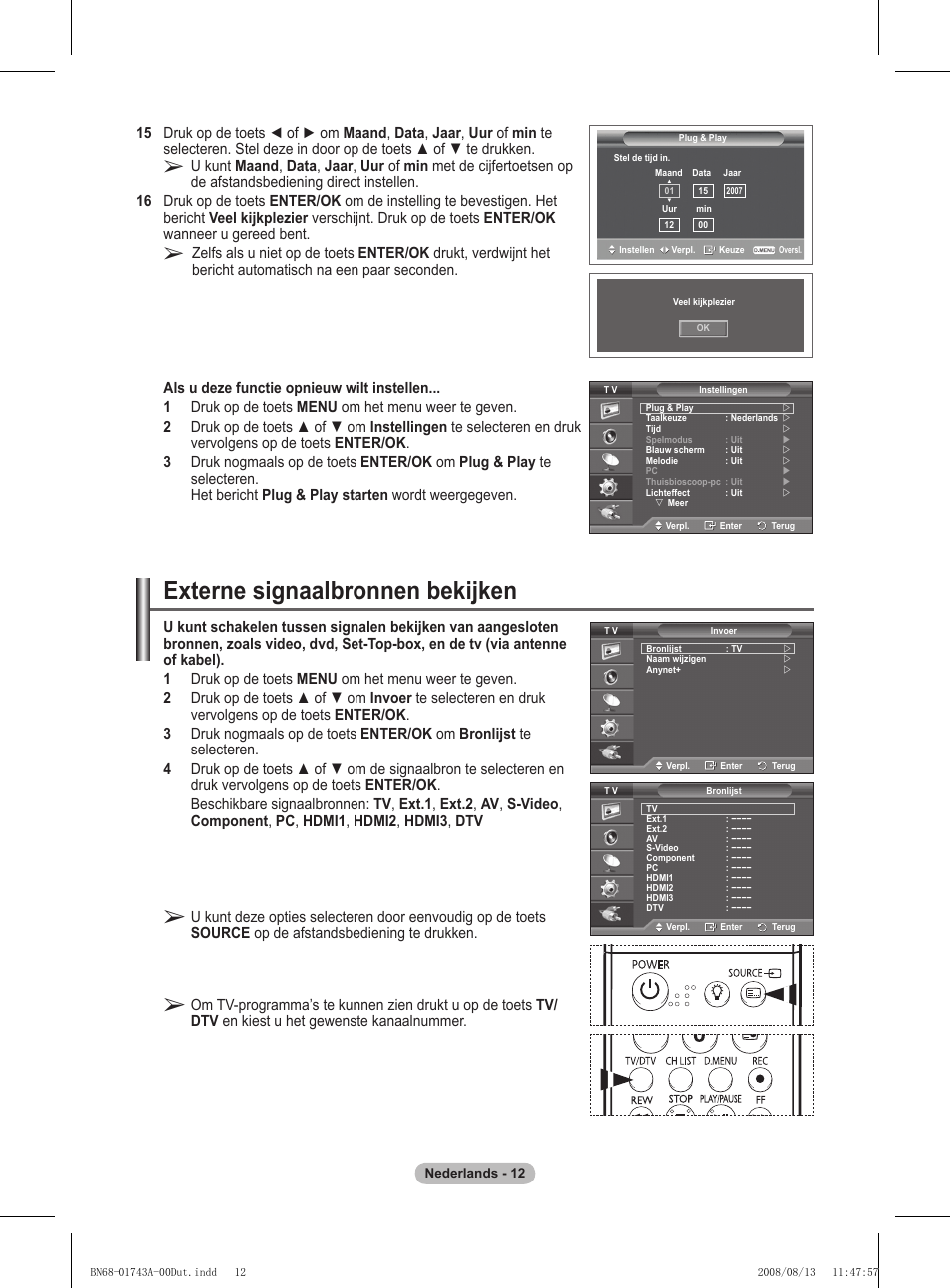 Externe signaalbronnen bekijken | Samsung PS50A417C2D User Manual | Page 192 / 477