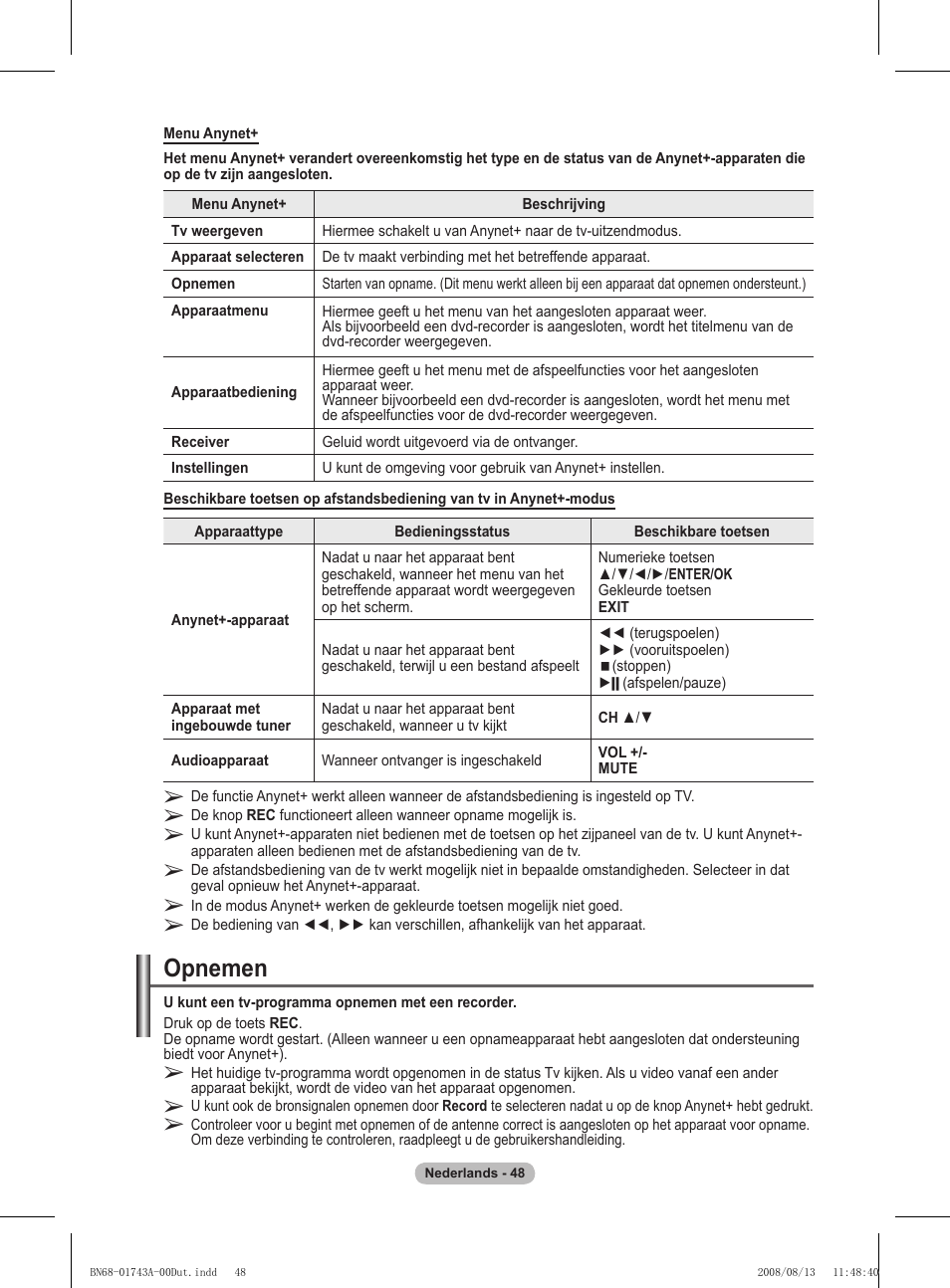 Opnemen | Samsung PS50A417C2D User Manual | Page 228 / 477