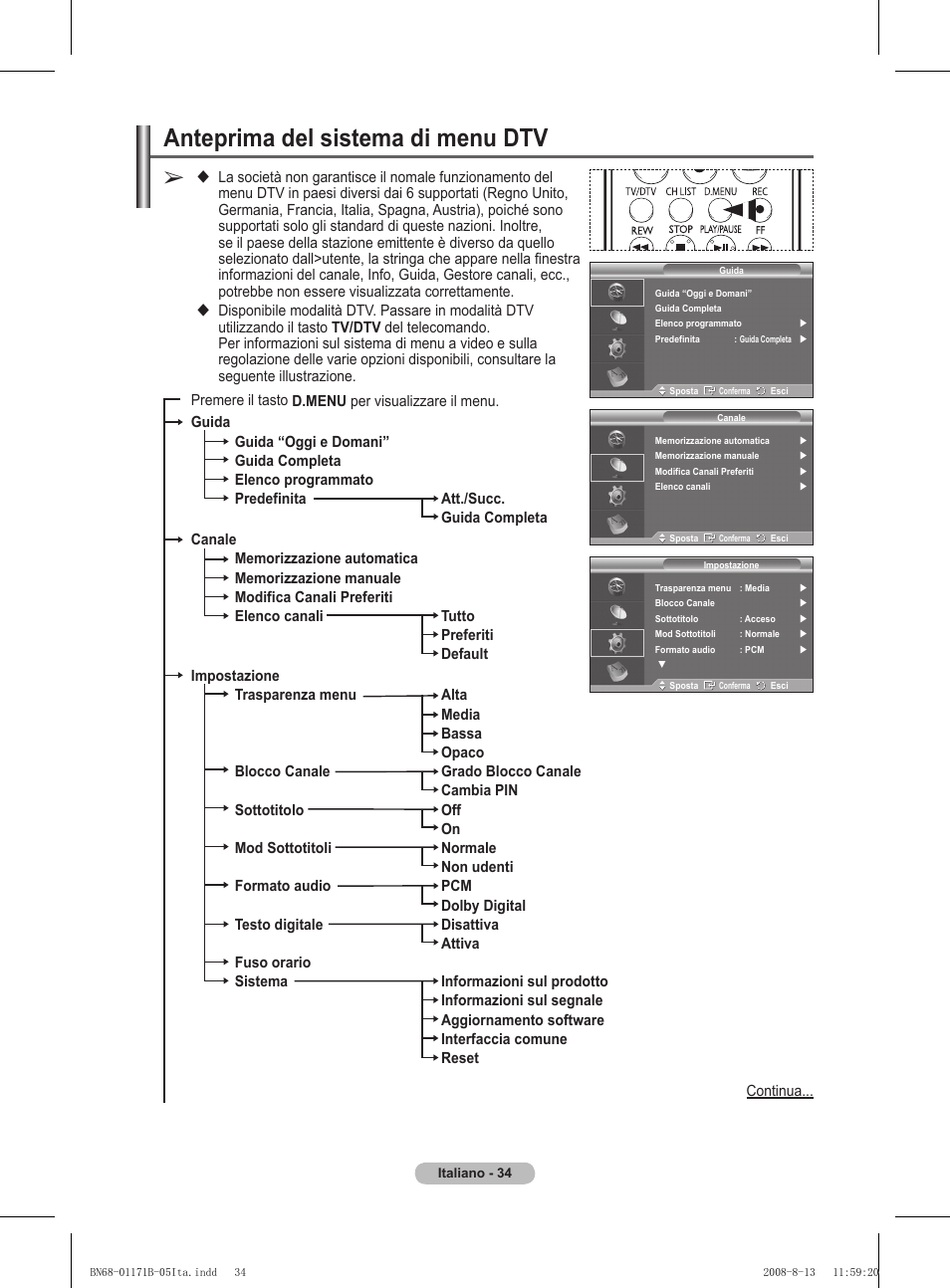 Anteprima del sistema di menu dtv | Samsung PS50A417C2D User Manual | Page 273 / 477