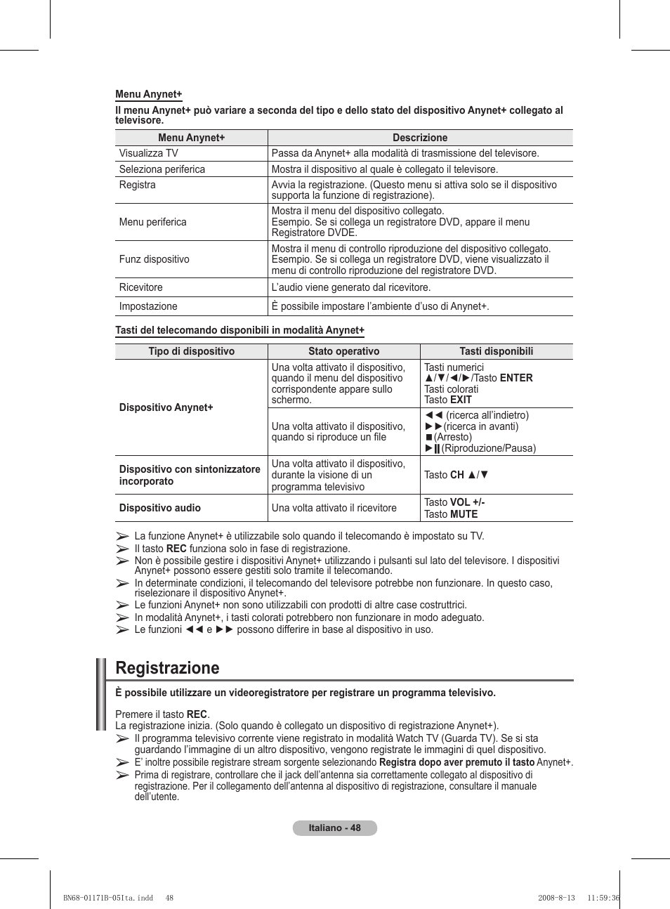 Registrazione | Samsung PS50A417C2D User Manual | Page 287 / 477