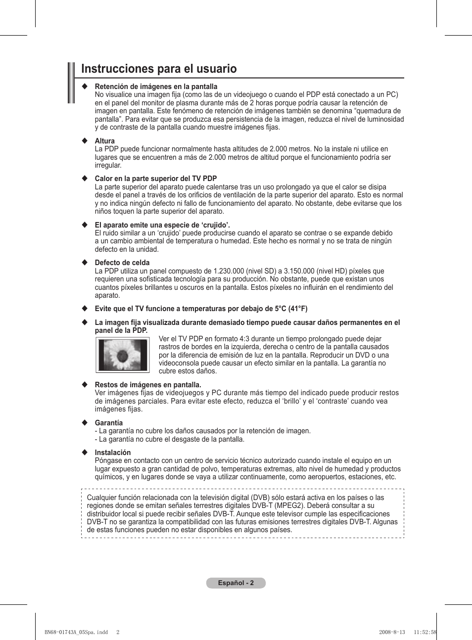 Instrucciones para el usuario | Samsung PS50A417C2D User Manual | Page 301 / 477