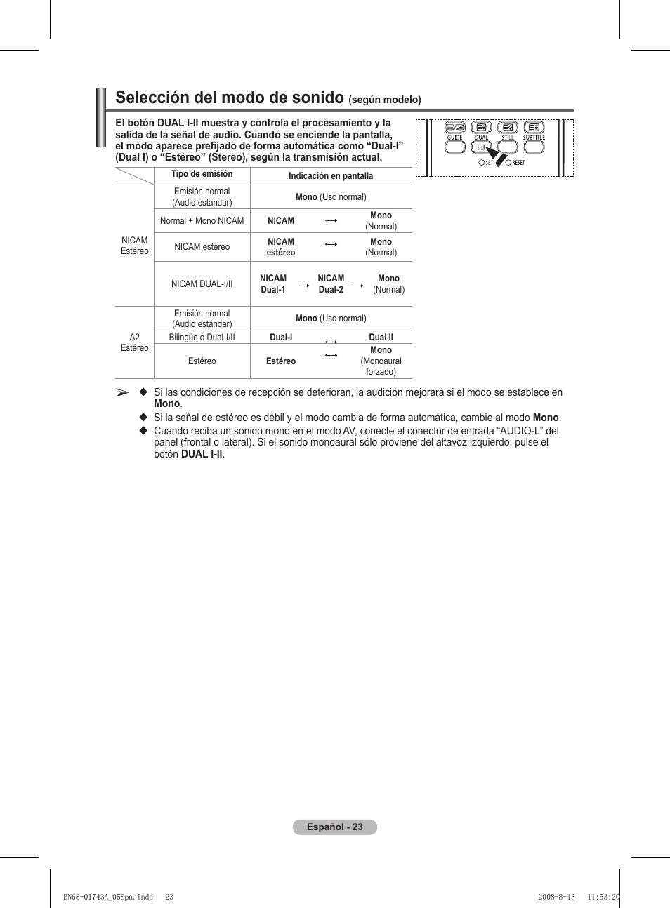 Selección del modo de sonido | Samsung PS50A417C2D User Manual | Page 322 / 477