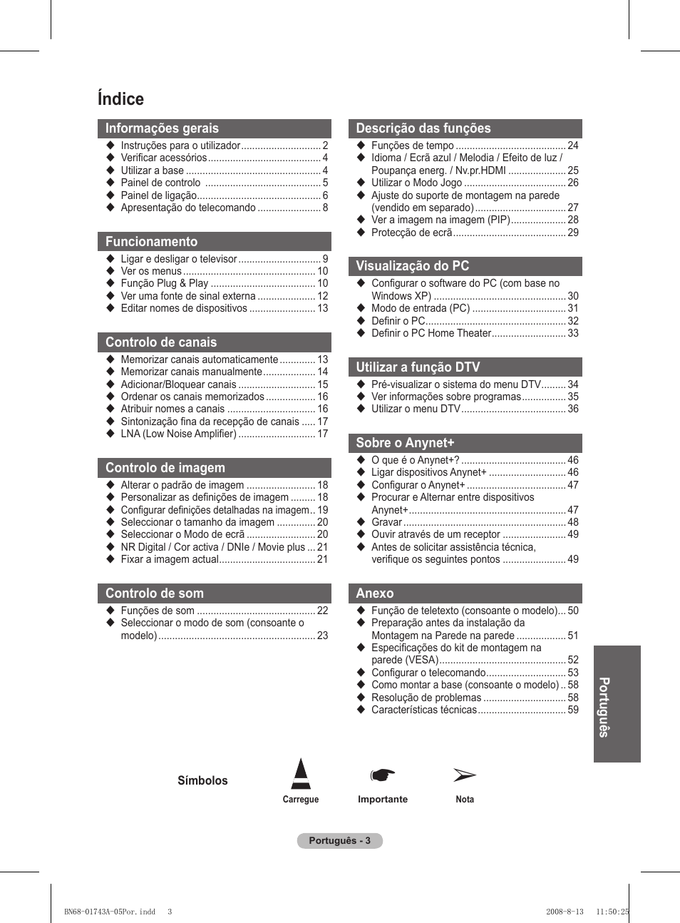 Índice | Samsung PS50A417C2D User Manual | Page 361 / 477