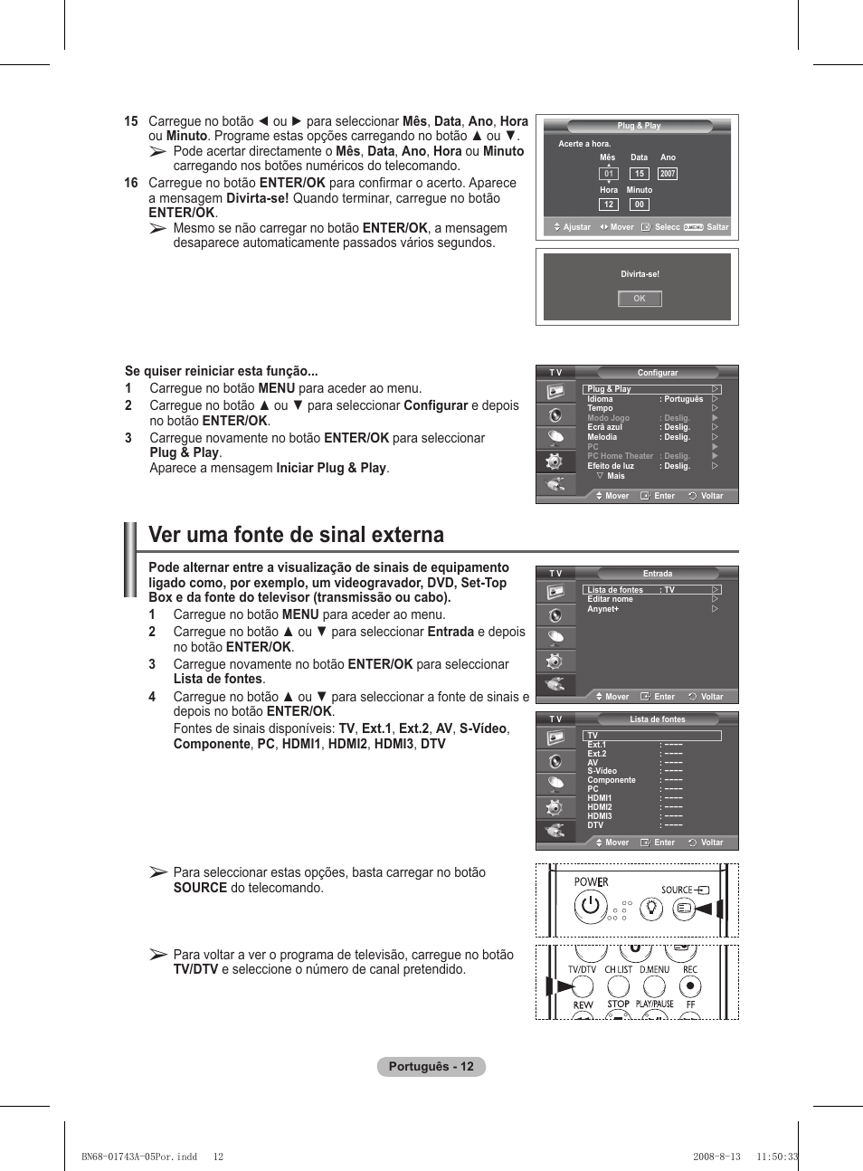 Ver uma fonte de sinal externa | Samsung PS50A417C2D User Manual | Page 370 / 477