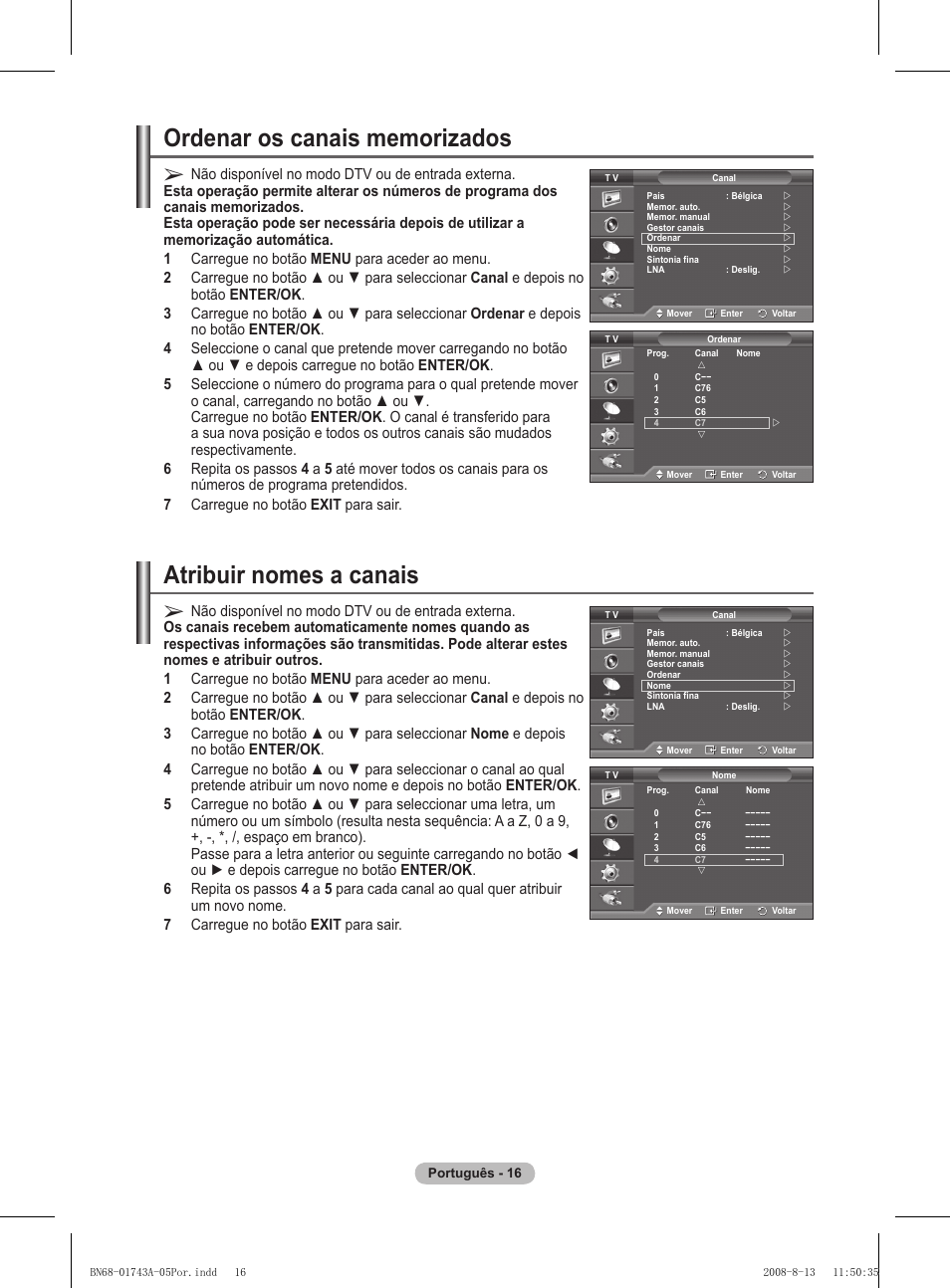 Atribuir nomes a canais | Samsung PS50A417C2D User Manual | Page 374 / 477