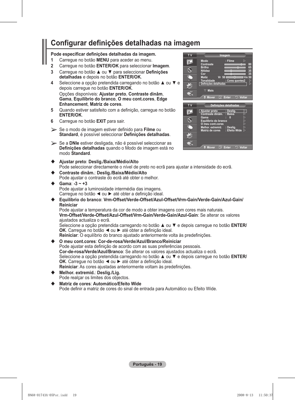 Configurar definições detalhadas na imagem | Samsung PS50A417C2D User Manual | Page 377 / 477