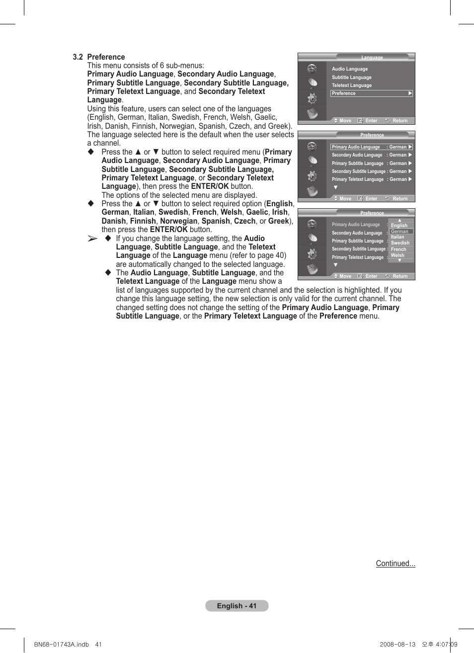 Samsung PS50A417C2D User Manual | Page 41 / 477