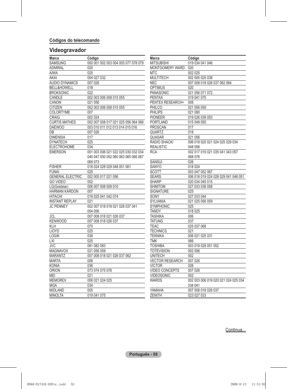 Videogravador | Samsung PS50A417C2D User Manual | Page 413 / 477