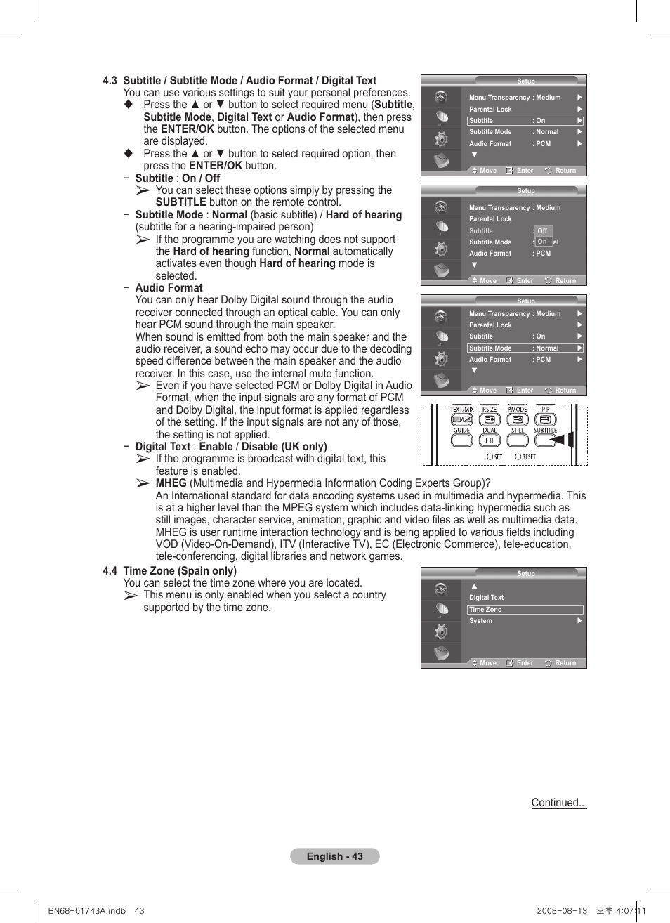 Samsung PS50A417C2D User Manual | Page 43 / 477
